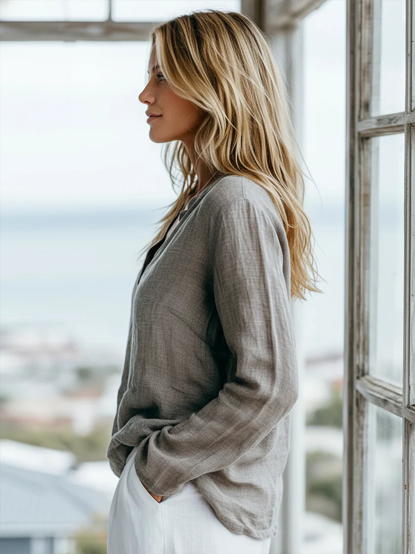 Classic Casual Linen And Cotton Shirt