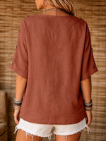 Women's Simple And Gentle Style Cotton Linen Top
