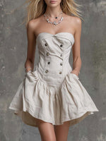 Women's Casual Sleeveless Stylish Strapless Bubble Dress