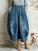 Women's Casual Pockets Stylish Elegant Denim Skirt