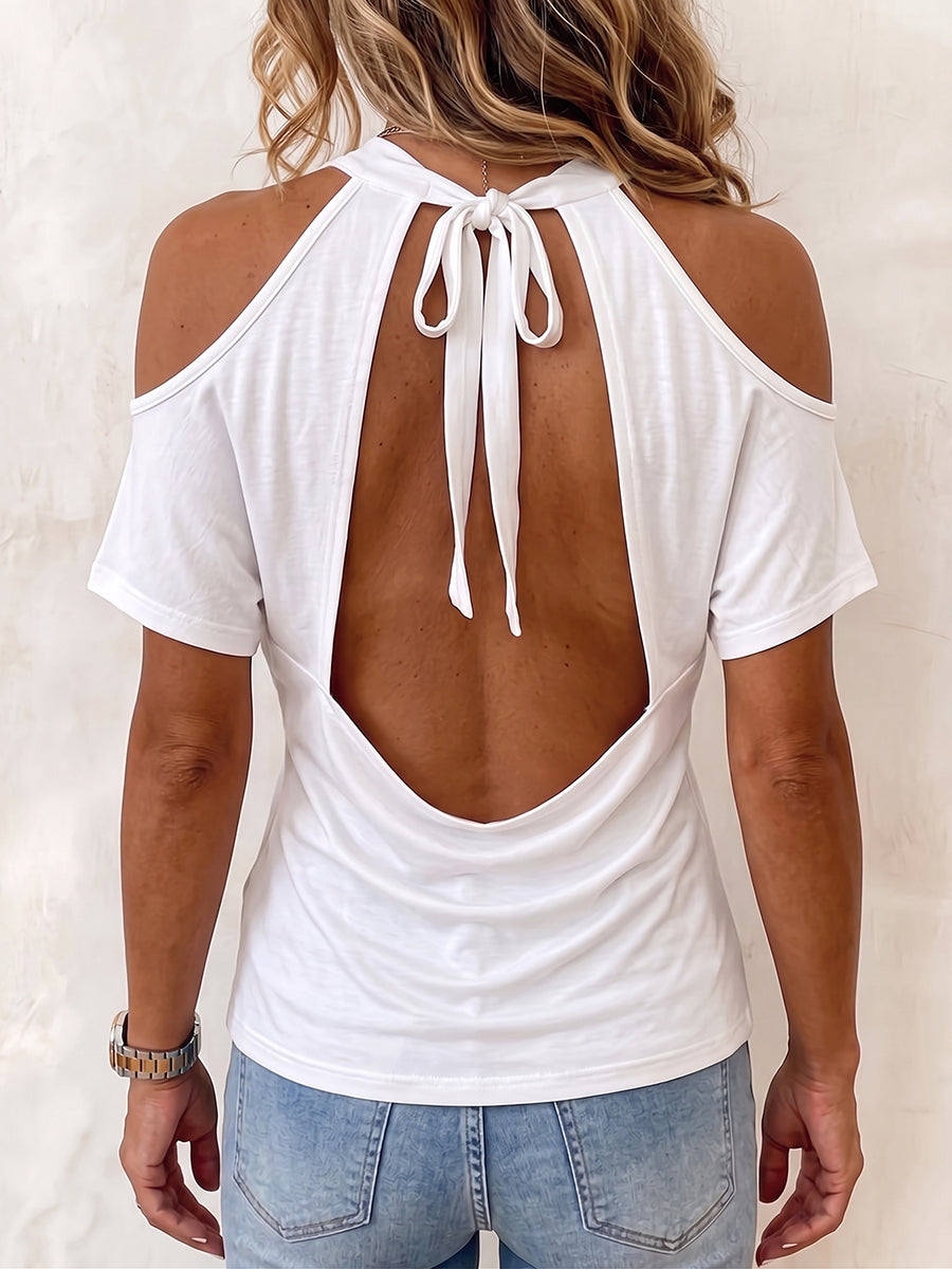 Minimalist Chic Cowl-neck Off-shoulder Top