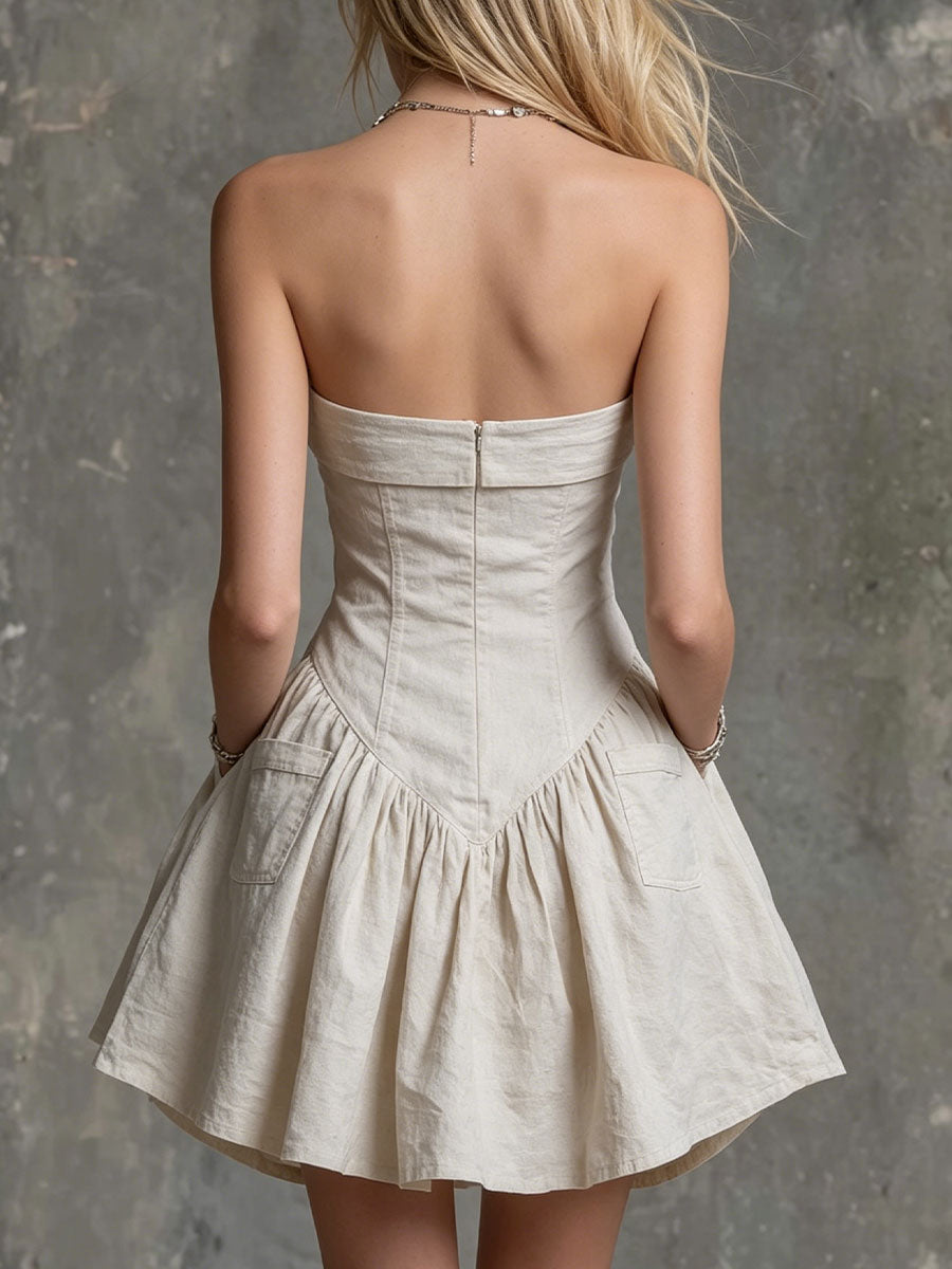 Women's Casual Sleeveless Stylish Strapless Bubble Dress