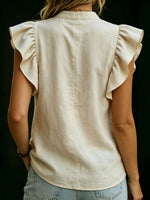 Women's Retro Ruffled Sleeveless Shirt