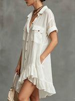 Women's Retro Ruffled-hem Short-sleeved Dress