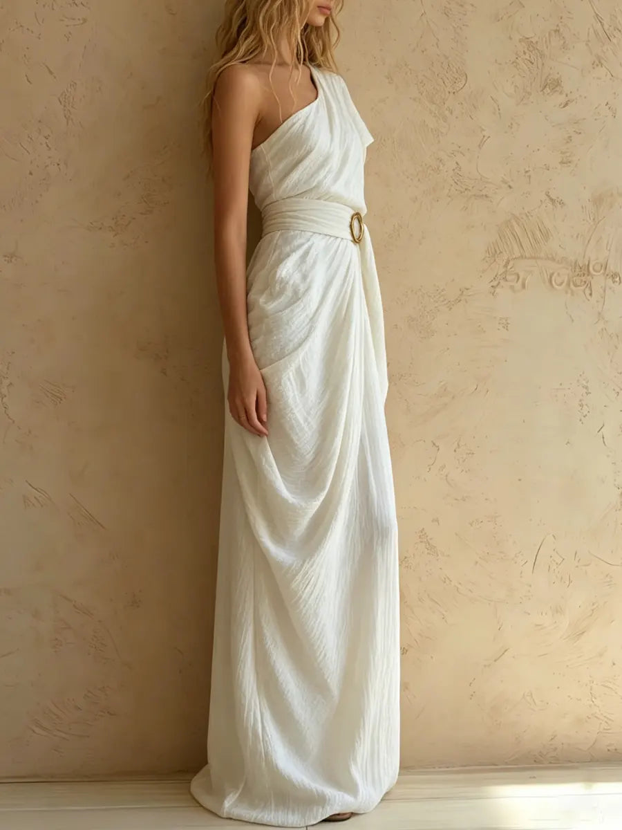 Women's Greek-style Classical One-shoulder Dress