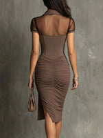 Women's Retro Sheer Art Casual Stylish Patchwork Short Dress