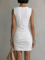 Women's V-neck Sleeveless Ruched Dress