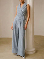 Women's Simple High-end Irregular Cut Commuter Style Cotton And Linen Suit