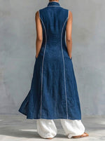 Women's Minimalist Elegant Color-block Cotton And Linen Set