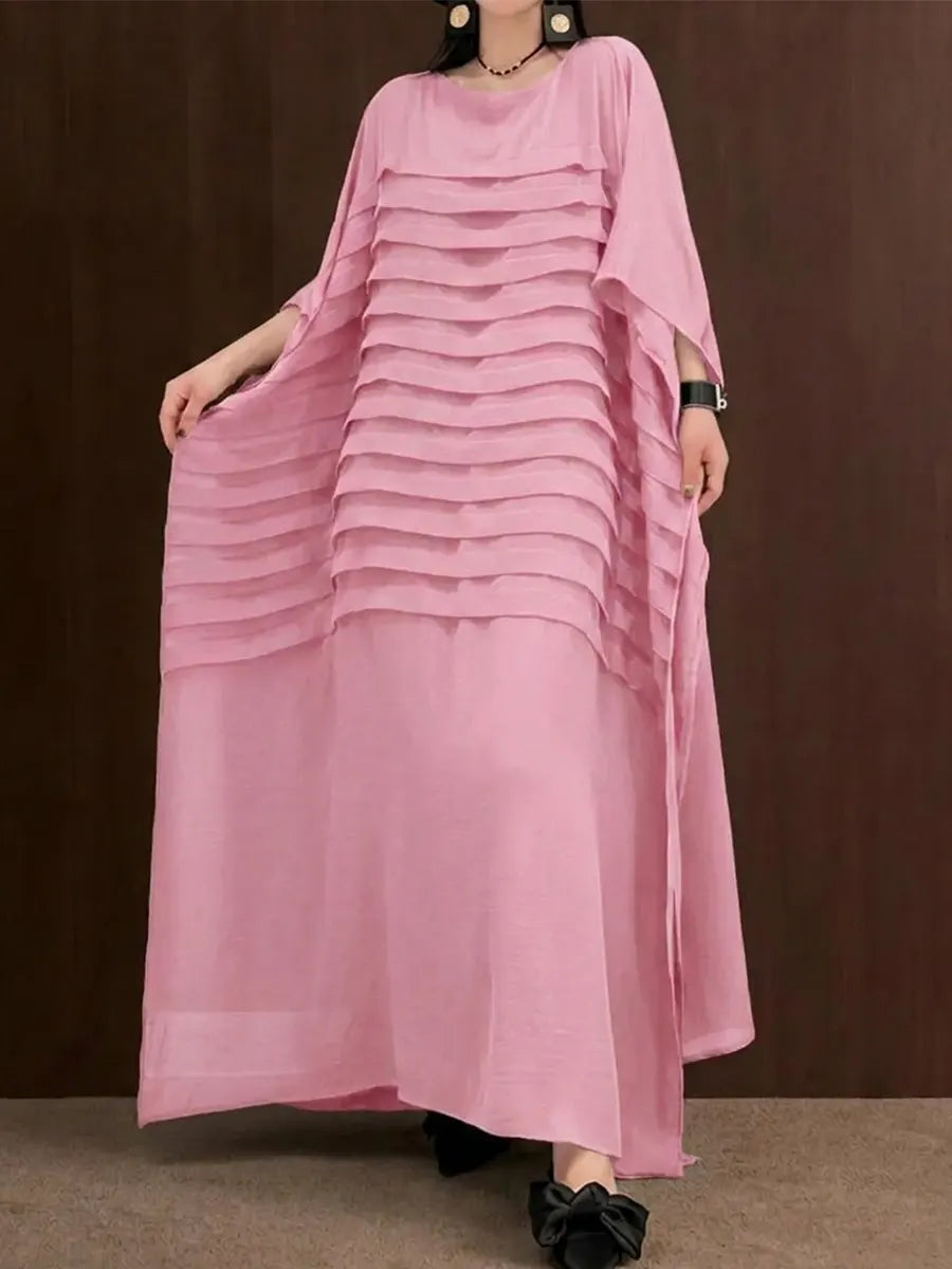 O-Neck Ankle Dress Batwing Sleeve