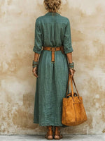Women's Art Casual Vacation Cotton Linen Shirt Dress