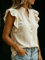 Women's Retro Ruffled Sleeveless Shirt