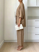 Women's Simple Casual Cotton And Linen Set