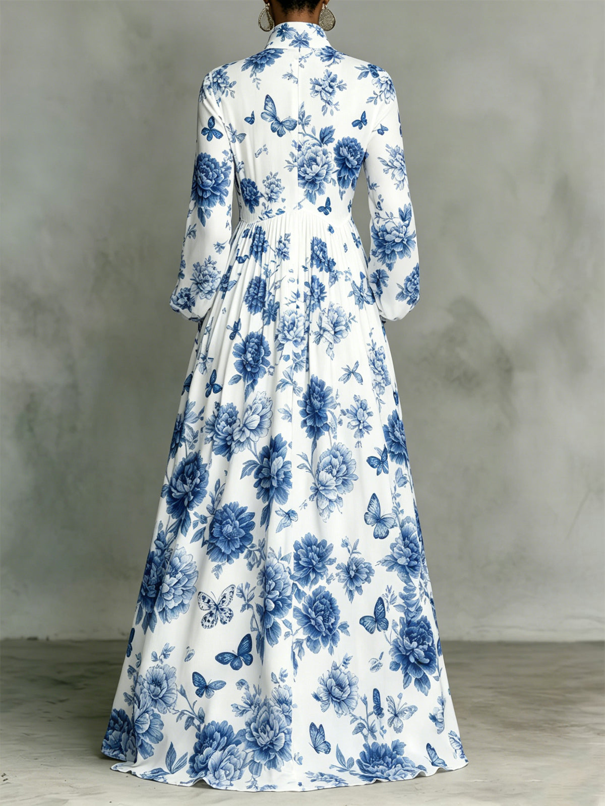 Minimalist Butterfly & Floral Print: Elegant, Romantic, And Flowing Maxi Dress—perfect For Vacation