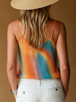 Women's Abstract Print Sleeveless Casual Loose Chiffon Cami Top