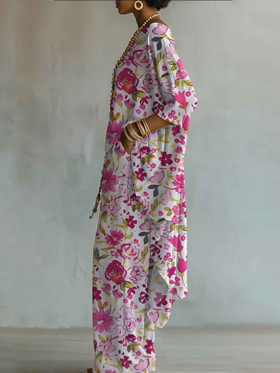 Elegant Floral Pattern Print Two-piece Set