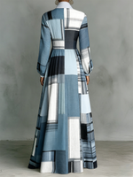 Retro Color-block Geometric Maxi Dress — Elegant And Romantic, The Perfect Choice For Vacation Getaways