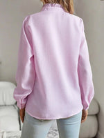 Women's Striped Ruffled Art Casual Stylish Cotton Linen Shirt