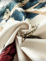 Women's High-waisted Loose-fit Wide-leg Trousers — Casual Cotton-linen Blend With Placement Print