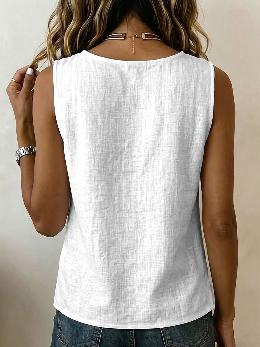 Independence Day Decorative Pattern Women's No Sleeve Cotton Shirt