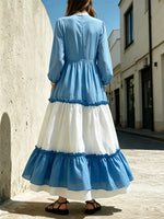 Women's Ruffled Elegant Art Casual Long Sleeve Cotton Maxi Dress