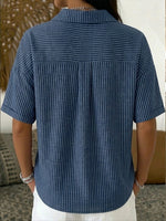 Women’s Vintage Stripes Cotton Linen Polo Shirt