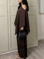 Women's Off-shoulder Batwing Sleeve Cotton-linen Set