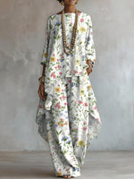 Elegant Floral Pattern Print Two-piece Set