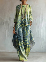 Elegant Artistic Gradient Botanical Print Two-piece Set