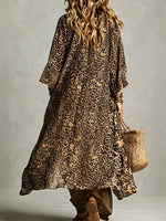 Leopard Print Kimono & Linen-cotton Jumpsuit Set
