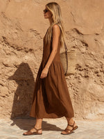 Women's Simple Cotton And Linen Sleeveless Dress