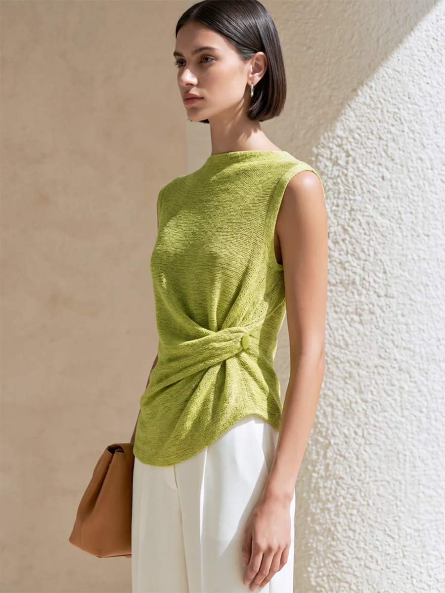 Casual & Elegant Knotted Sleeveless Knit Top