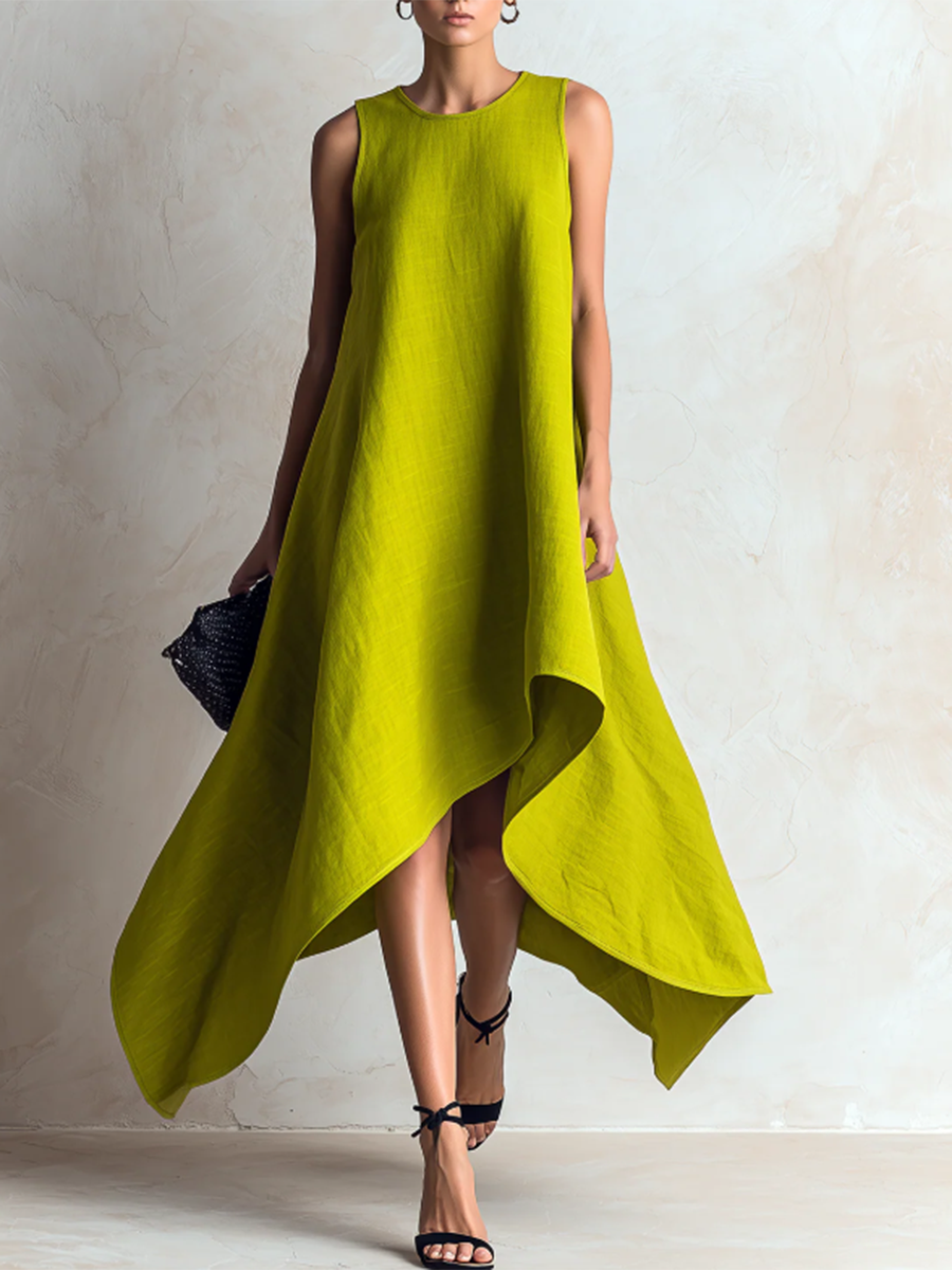 The New Minimalist — Asymmetrical Cotton-linen Dress