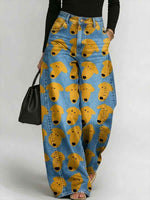 Women's Funny Doges Print Loose-fit Jeans