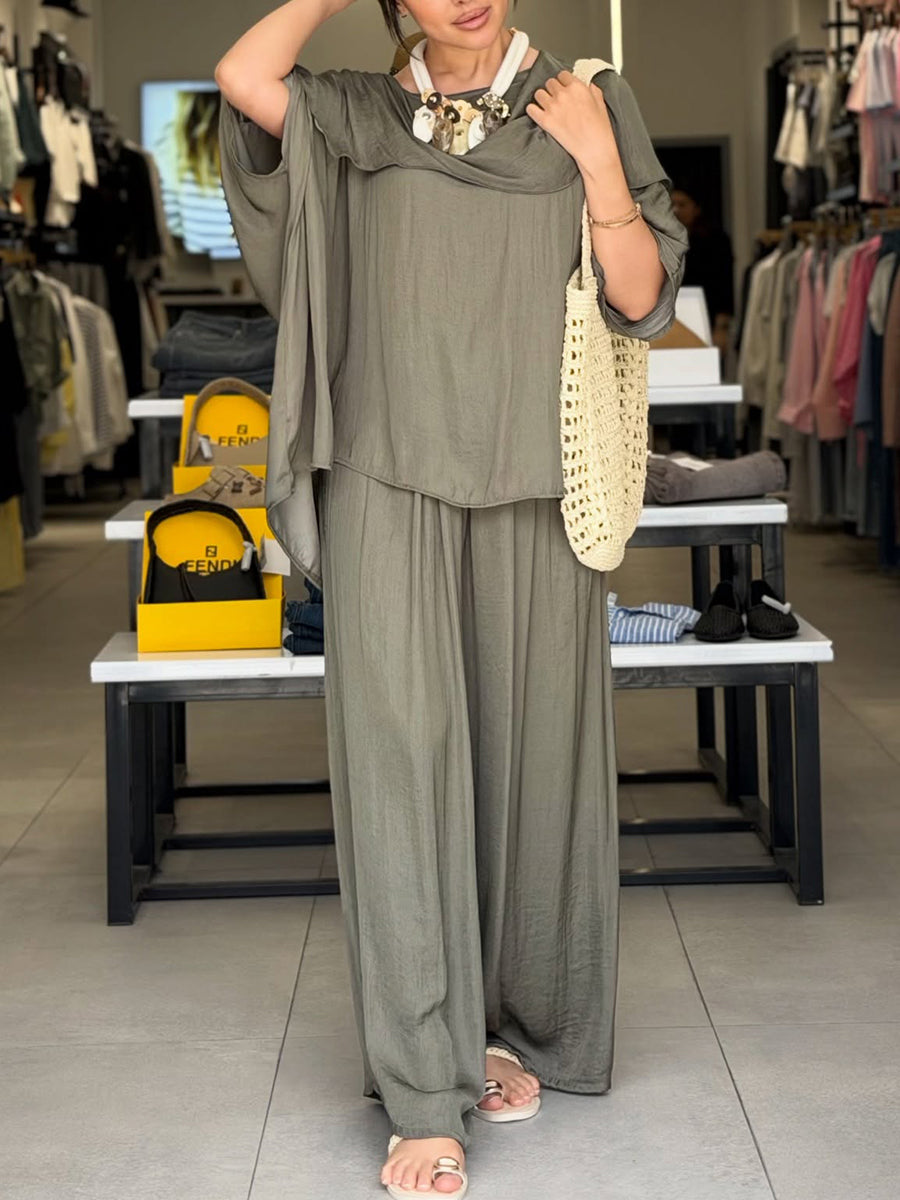 Cozy, Loose-fitting Cotton Top And Pants Two-piece Set