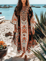 Women's Retro Ethnic Pattern Art Print Casual Cotton Linen Dress