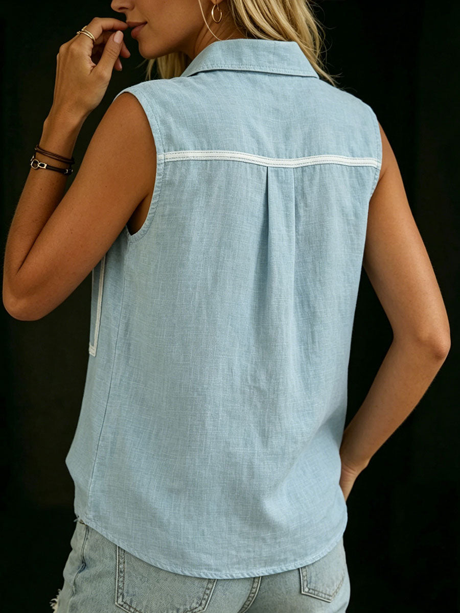 Women's Casual Solid-color & Striped Loose V-neck Short-sleeve Top