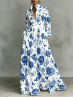 Minimalist Butterfly & Floral Print: Elegant, Romantic, And Flowing Maxi Dress—perfect For Vacation