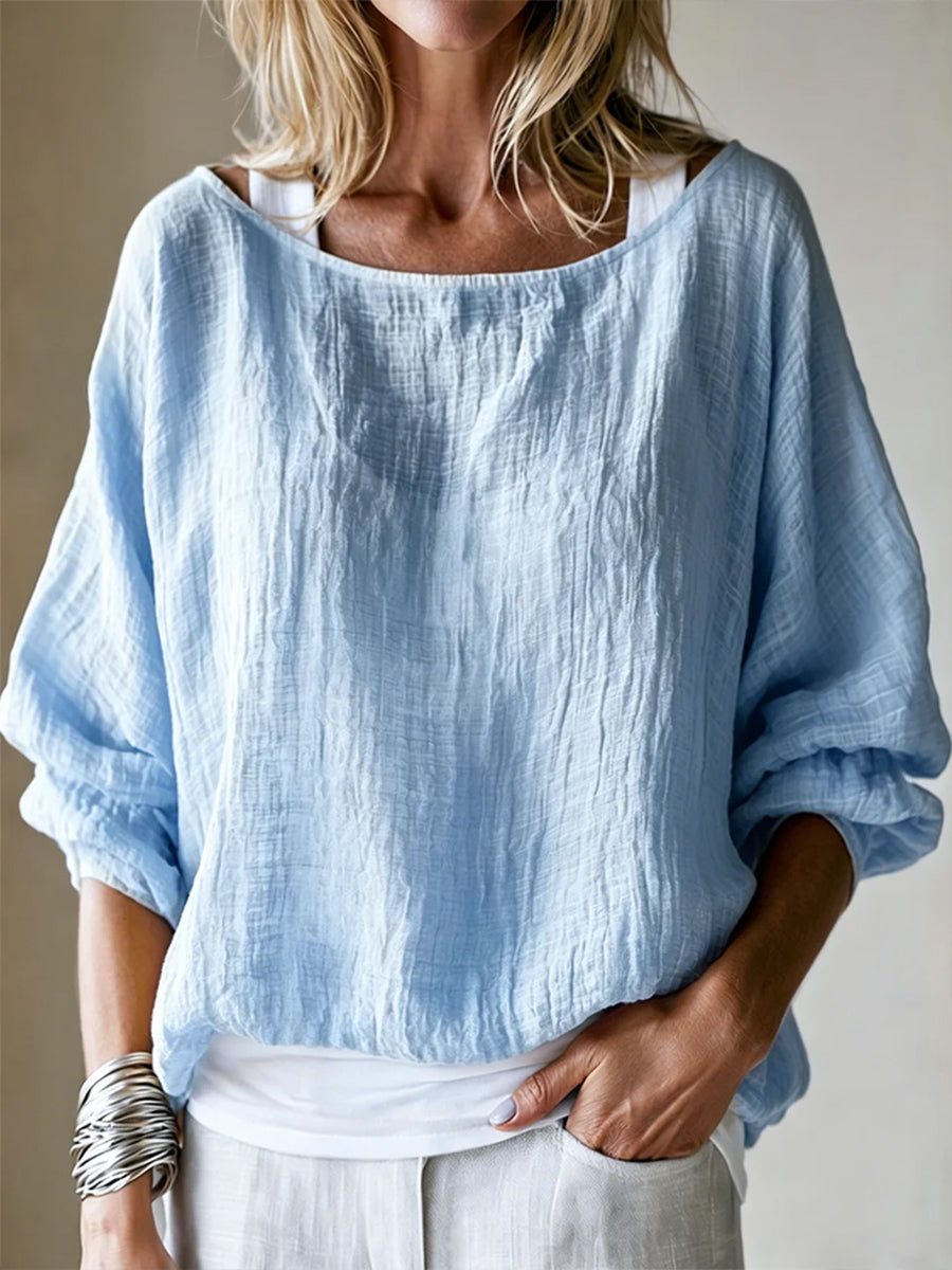 Classic Casual Linen And Cotton Top