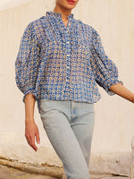 Women's Floral Ruffled Art Casual Stylish Cotton Linen Shirt