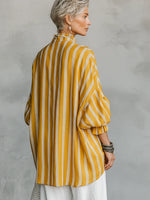 Loose-fit Casual Striped Linen And Cotton Shirt