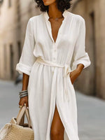 Women's Solid Color Elegant Art Casual Long Sleeve Maxi Dress
