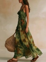 Women's Elegant Ombré Spaghetti-strap Draped Cowl Dress