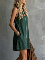 Women's Forest Green Zip-front Mini Skirt