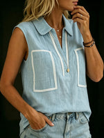 Women's Casual Solid-color & Striped Loose V-neck Short-sleeve Top