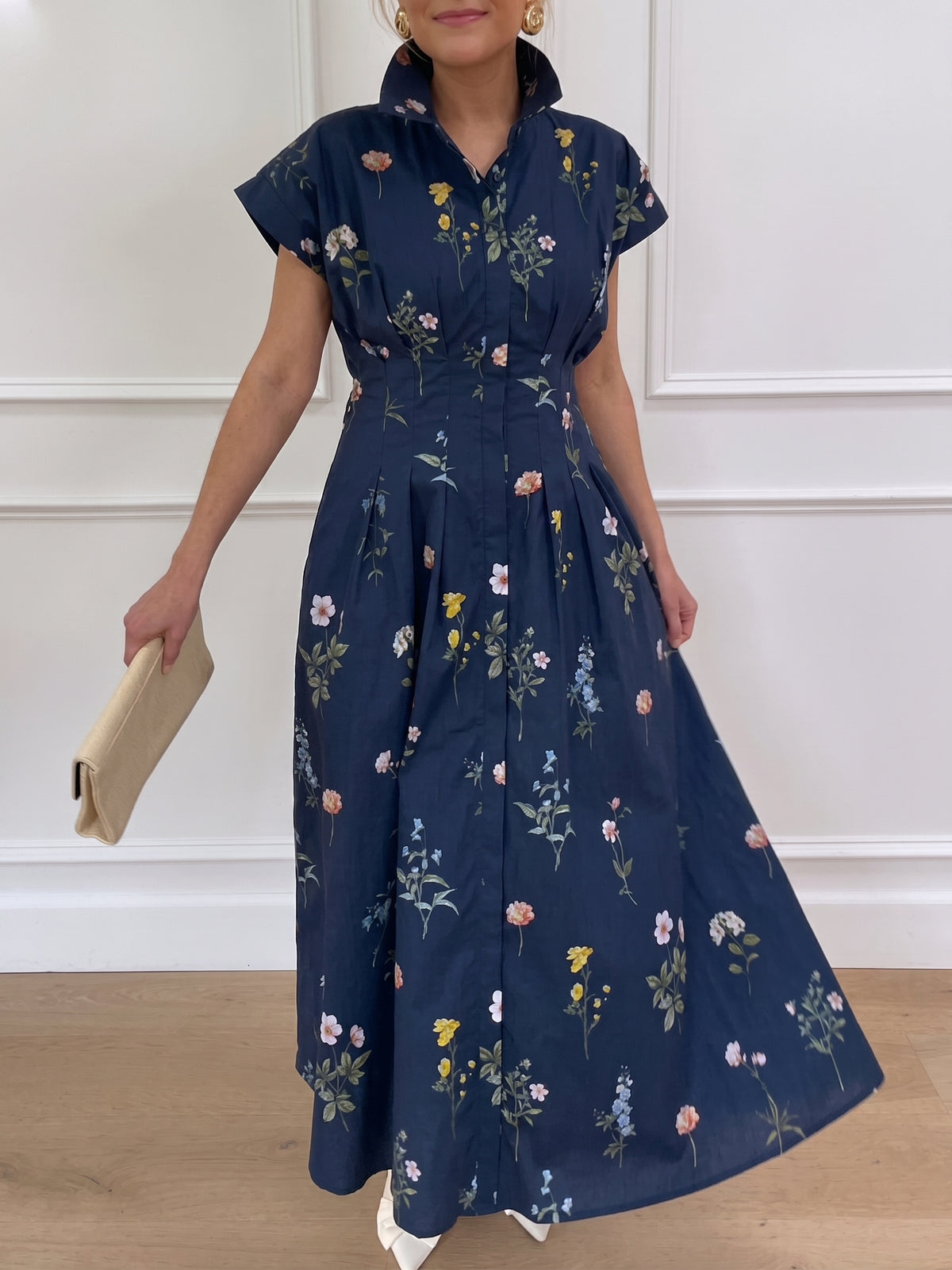 Women's Floral Print Elegant Pleated Dress