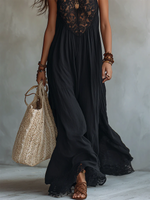 Boho-style Sexy Lace-paneled Halter Dress