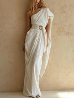 Women's Greek-style Classical One-shoulder Dress