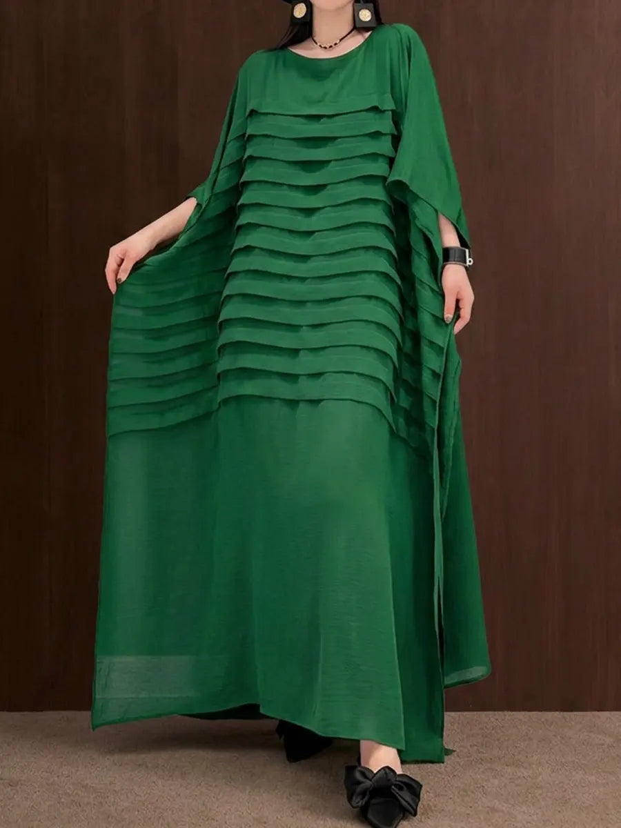 O-Neck Ankle Dress Batwing Sleeve