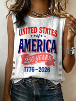 Independence Day Decorative Pattern Women's No Sleeve Cotton Shirt